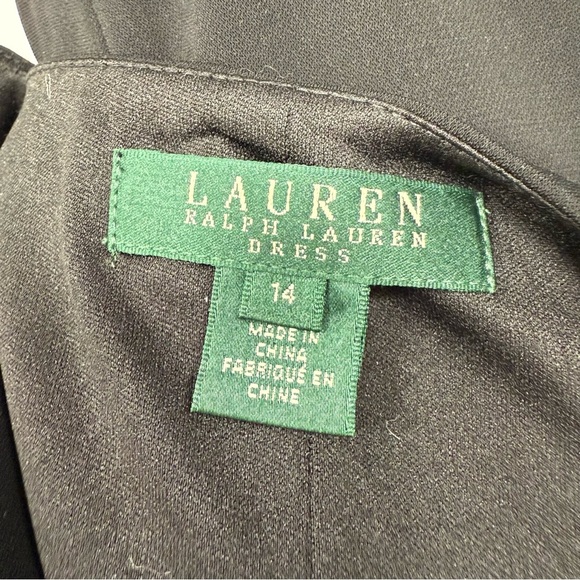 NWT Lauren Ralph Lauren Little Black Dress Women’s 14 Peplum Sheath Surplice LBD - Picture 9 of 11
